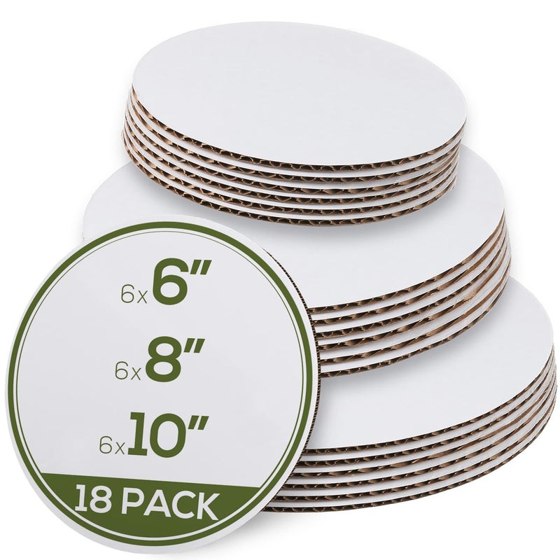 StarMar Set of 18 - Cake Board Rounds, Circle Cardboard Base, 6, 8 and 10-Inch. Perfect for Cake Decorating, 6 of Each Size - Image 1